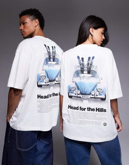 ASOS DESIGN – Vit t-shirt i oversize och unisex-modell med juligt VW-tryck, 2 av 4