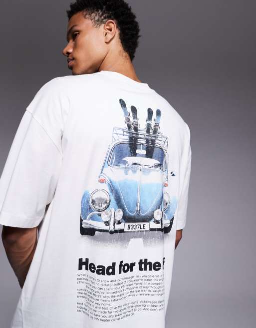 ASOS DESIGN – Vit t-shirt i oversize och unisex-modell med juligt VW-tryck, 4 av 4