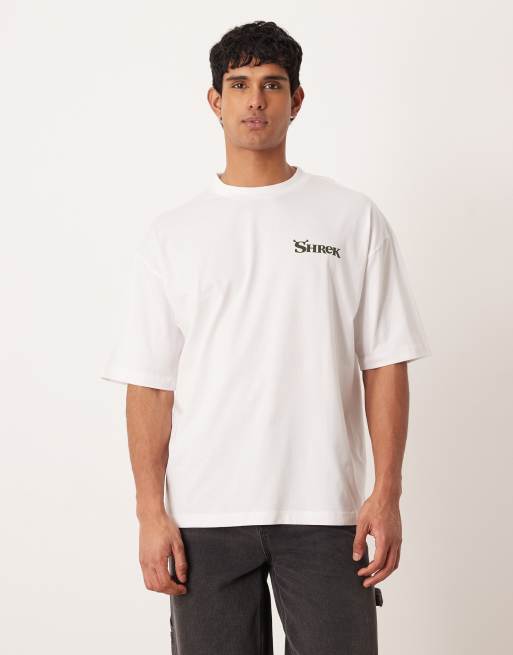 ASOS DESIGN – Vit t-shirt i oversize och unisex-modell med Shrek-tryck, 3 av 5