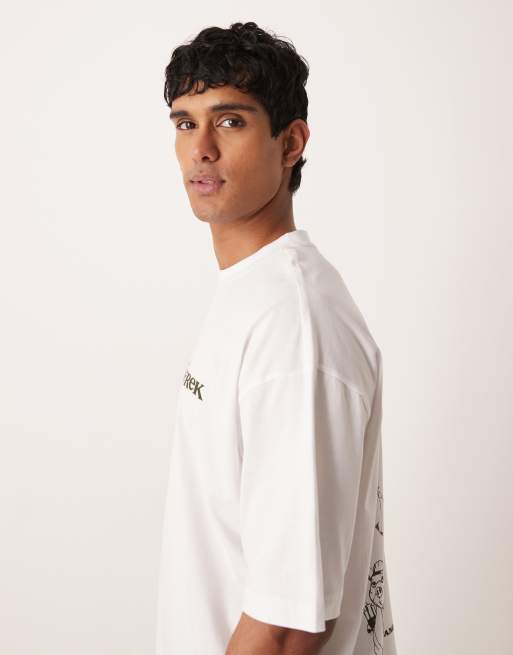 ASOS DESIGN – Vit t-shirt i oversize och unisex-modell med Shrek-tryck, 4 av 5