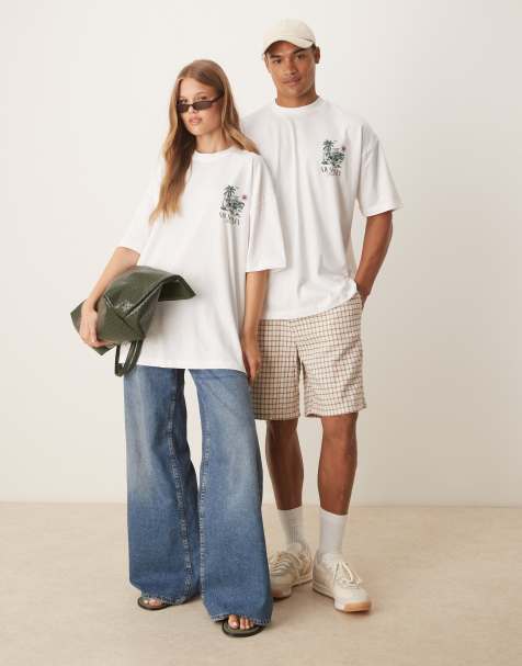 ASOS DESIGN – Vit t-shirt i oversize och unisex-modell med Smile-tryck - view 1