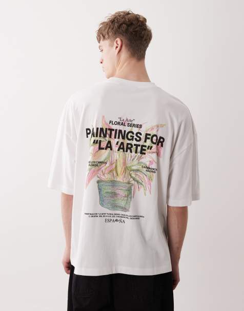 ASOS DESIGN – Vit t-shirt i oversized fit med blomtryck - view 1
