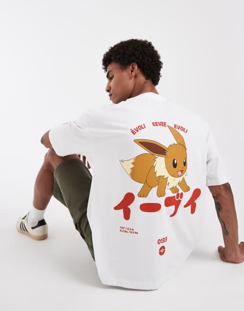 ASOS DESIGN – Vit t-shirt i oversized fit med Eevee Pokémon-tryck - view 1