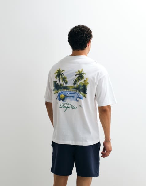 ASOS DESIGN – Vit t-shirt i oversized fit med tennistryck baktill - view 1