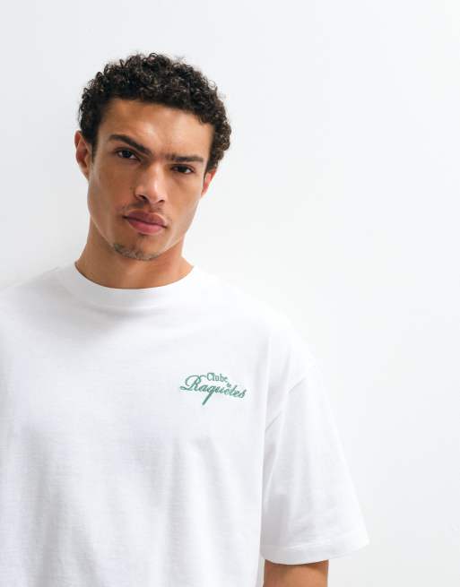 ASOS DESIGN – Vit t-shirt i oversized fit med tennistryck baktill, 3 av 9