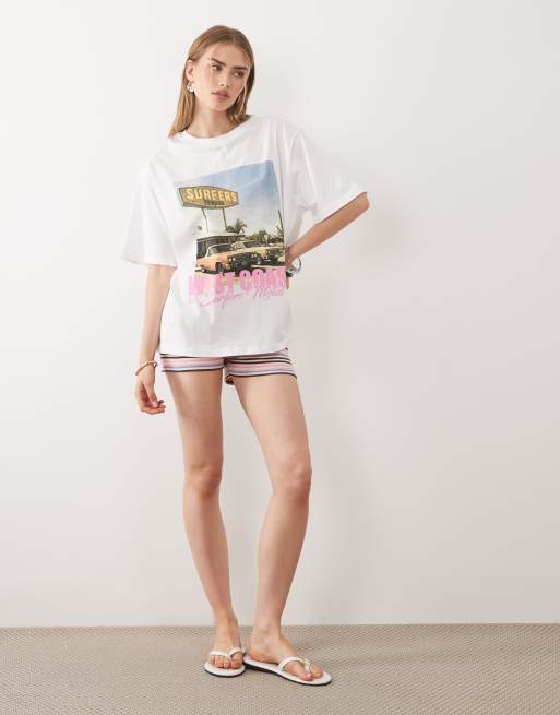 ASOS DESIGN – Vit t-shirt i oversized fit med "West Coast"-tryck, 2 av 4