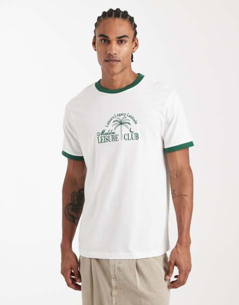 ASOS DESIGN – Vit t-shirt i regular fit med broderat palmtryck - view 1