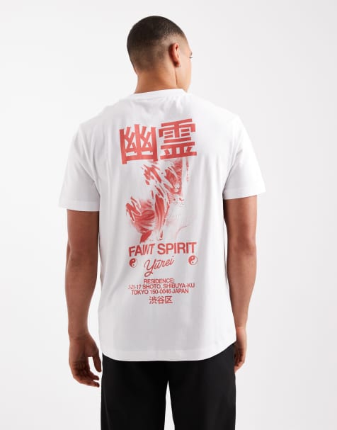 ASOS DESIGN – Vit t-shirt i regular fit med Faint Spirit-tryck - view 1