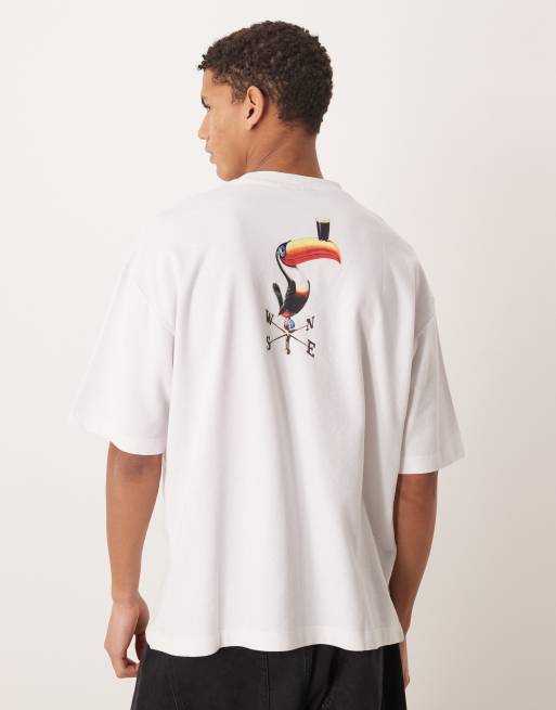 ASOS DESIGN – Vit t-shirt i unisex-modell och oversize med Guinness-tryck, 3 av 5
