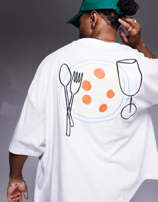 ASOS DESIGN – Vit t-shirt med boxig oversize passform och matbroderi, 4 av 4