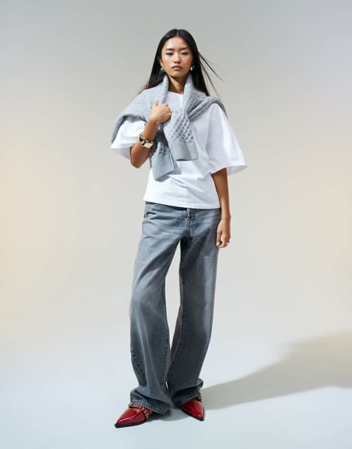 ASOS DESIGN – Vit t-shirt med korsettmidja, 4 av 4