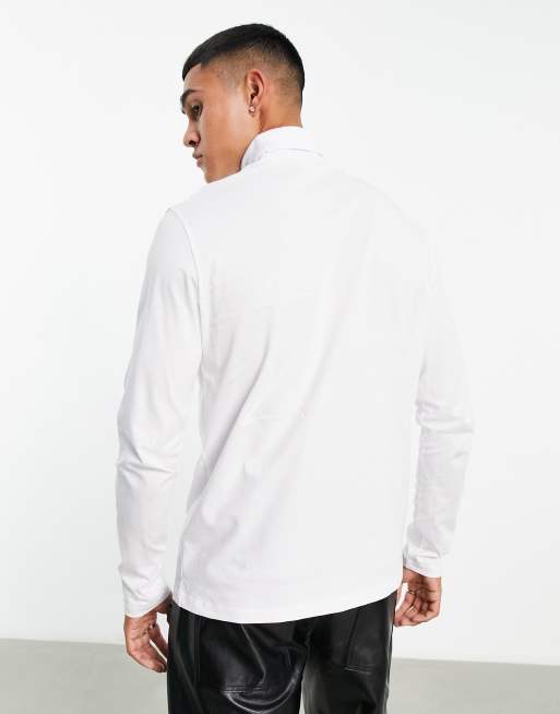 ASOS DESIGN – Vit t-shirt med långa ärmar och polokrage, 2 av 4