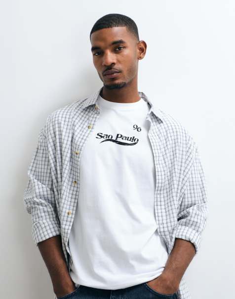 ASOS DESIGN – Vit t-shirt med Sao Paulo-tryck - view 1