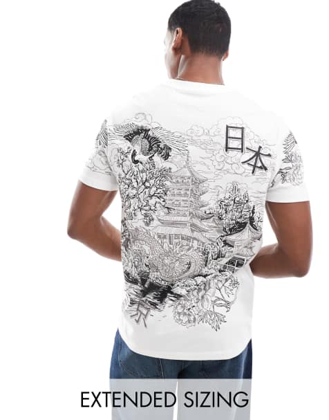 ASOS DESIGN – Vit t-shirt med standard-passform och souvenirtryck baktill - view 1