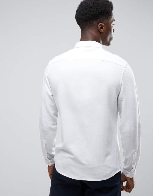 ASOS DESIGN – Vit, texturerad skjorta i linne med normal passform, 2 av 4