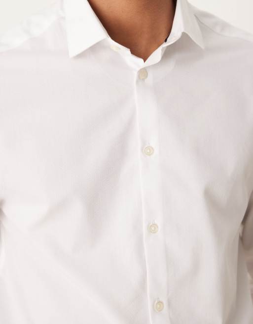 ASOS DESIGN – Vit, texturerad skjorta i regular fit med manschetter, 3 av 4