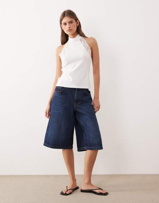 ASOS DESIGN – Vit topp med halterneck och spetskant, 2 av 4