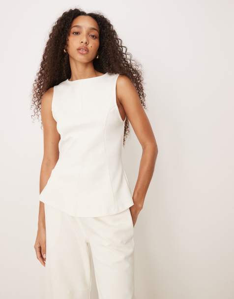 ASOS DESIGN – Vit topp med veck, del av set - view 1