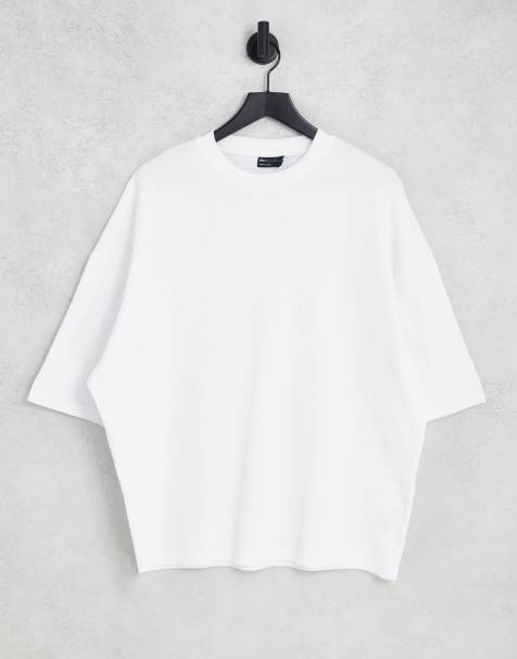 ASOS DESIGN – Vit våffelstrukturerad t-shirt i oversize - view 1