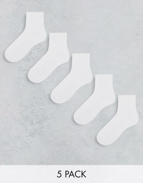 ASOS DESIGN – Vita ankelstrumpor i frotté, 5-pack - view 1