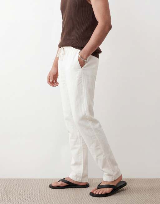 ASOS DESIGN – Vita byxor i linnemix, 3 av 5