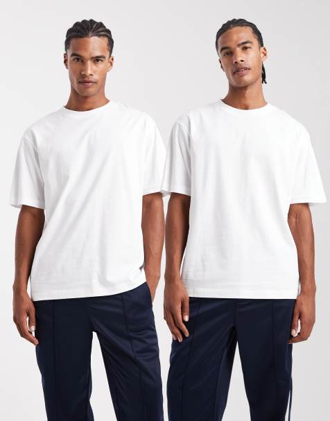 ASOS DESIGN – Vita, enkla t-shirts med avslappnad passform, 2-pack - view 1