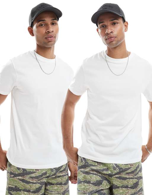 ASOS DESIGN – Vita, enkla t-shirts med rund halsringning, 2-pack    