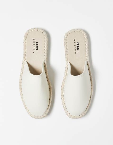 ASOS DESIGN – Vita espadrillos i loaferstil med öppen häl - view 1