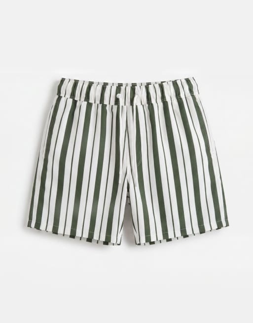 ASOS DESIGN – Vita, grönrandiga och korta badshorts, 6 av 7