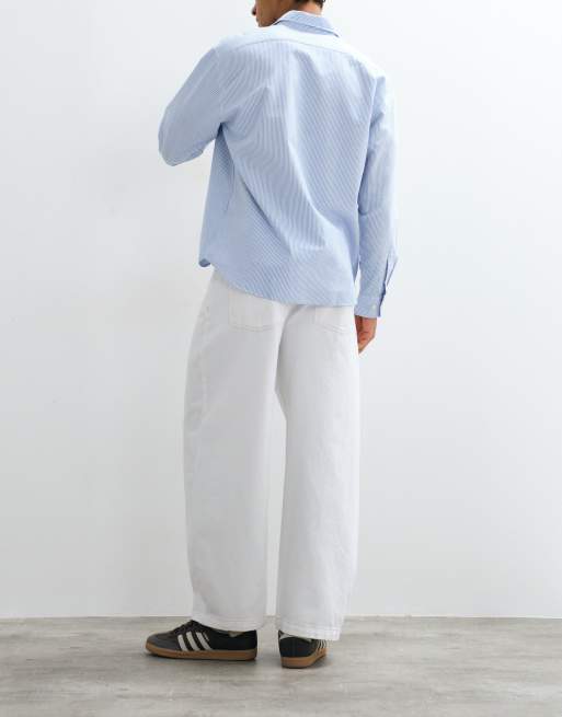 ASOS DESIGN – Vita jeans med barrelben och beige kontrastsömmar, 2 av 5