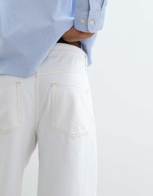 ASOS DESIGN – Vita jeans med barrelben och beige kontrastsömmar, 5 av 5