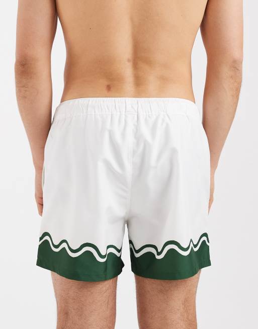 ASOS DESIGN – Vita, korta badshorts med mönstrade kanter, del av set, 5 av 5