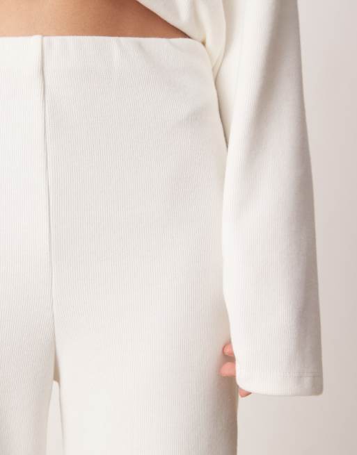 ASOS DESIGN – Vita, mjuka byxor med vida ben, del av set, 3 av 5