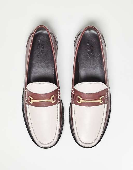ASOS DESIGN – Vita och vinröda loafers i läder, 4 av 4