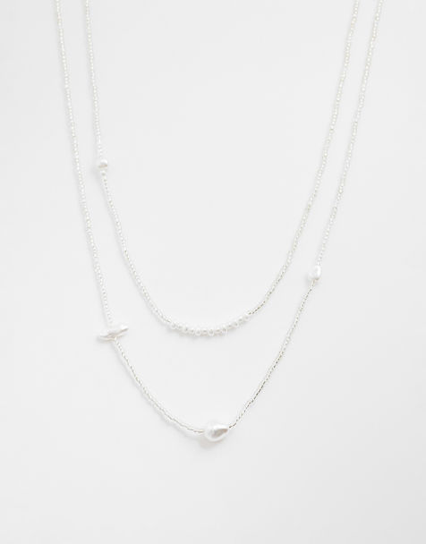 ASOS DESIGN – Vita pärlhalsband, 2-pack - view 1