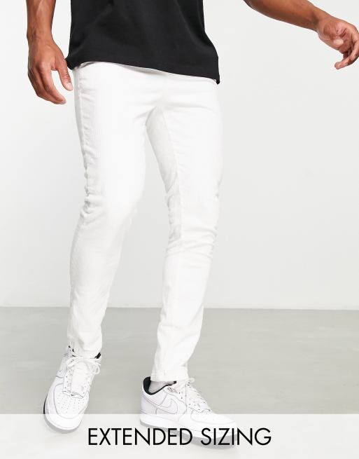 ASOS DESIGN – Vita, skinny manchesterbyxor med stretch