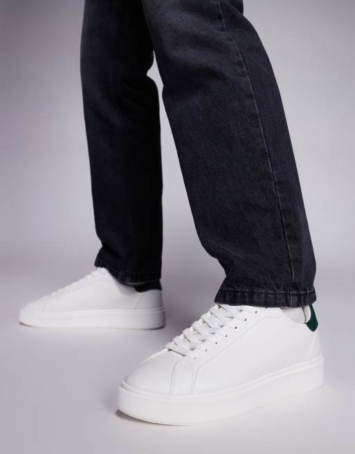 ASOS DESIGN – Vita sneakers med snörning och mörkgröna detaljer, 5 av 5