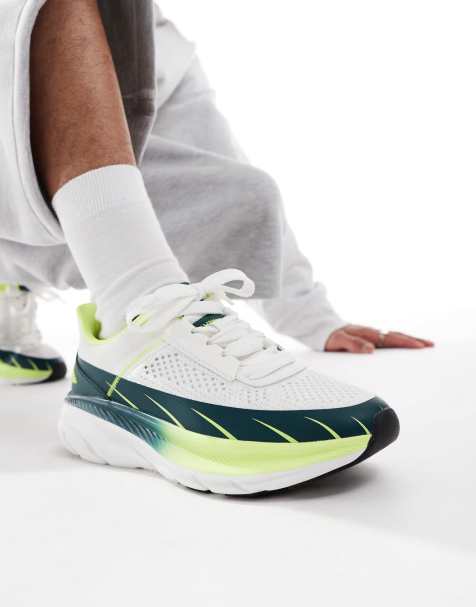 ASOS DESIGN – Vita, stickade snekaers med gröna paneler - view 1