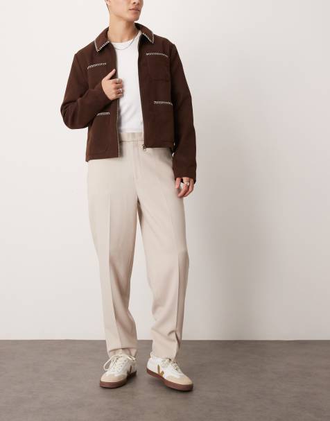 ASOS DESIGN – Vita, strukturerade finbyxor i oversize med avsmalnande passform - view 1
