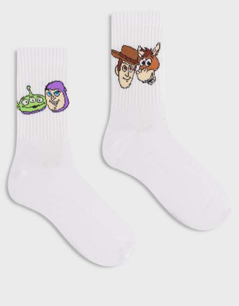 ASOS DESIGN – Vita strumpor med Toy Story-tryck, 2-pack - view 1