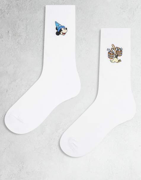 ASOS DESIGN – Vita strumpor med tryck från Disney's Musse Pigg ur Fantasia, 2-pack - view 1