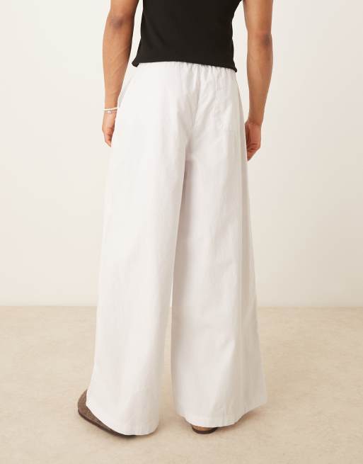 ASOS DESIGN – Vita, superbaggy byxor i linnemix, 3 av 5