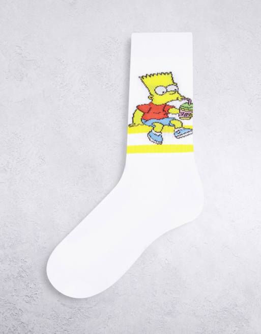 ASOS DESIGN – Vita träningsstrumpor med Bart Simpson-design