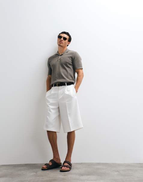 ASOS DESIGN – Vita, uppklädda bermudashorts i oversized fit med veck - view 1
