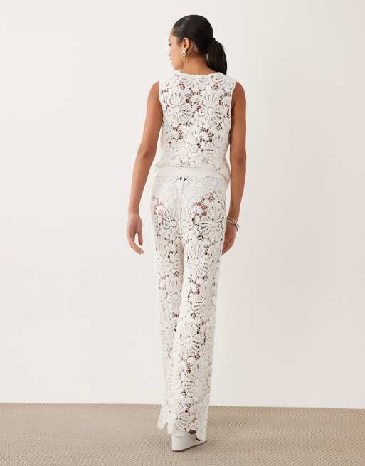 ASOS DESIGN – Vita, virkade byxor, del av set, 5 av 5