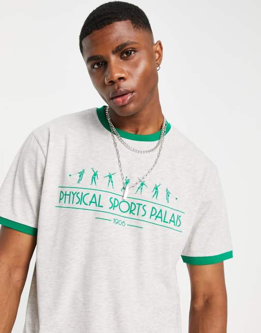 ASOS DESIGN – Vitmelerad t-shirt med avslappnad passform och tryck