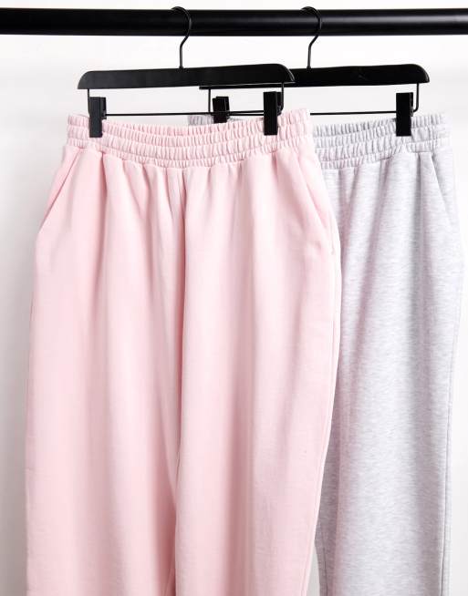 Asos Design Vitmelerade Och Rosa Mjukisbyxor I 2 Pack Med Oversize Och Dragskor I Bensluten Asos