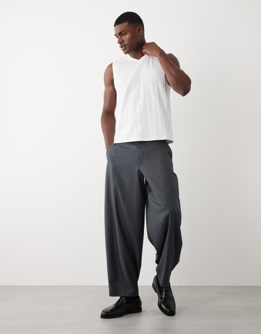ASOS DESIGN – Vitt, kraftigt linne i regular fit med v-ringning och bred ribbning, 2 av 5