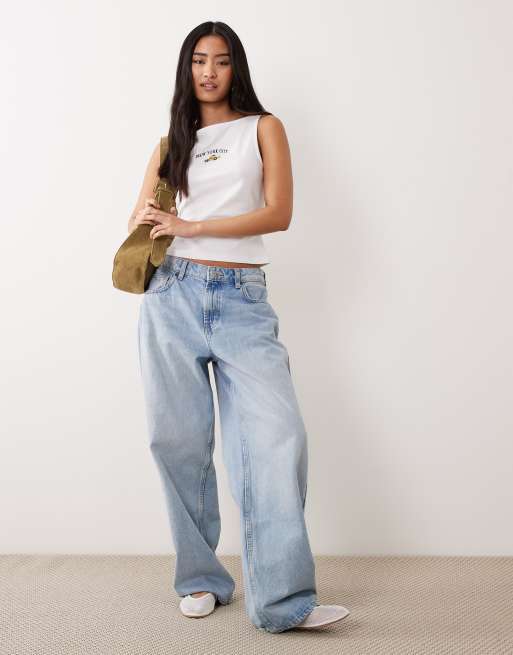 ASOS DESIGN – Vitt linne i elastan med båtringning och New York- och taxibroderi, 2 av 4