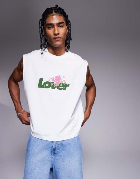 ASOS DESIGN – Vitt linne i oversize med boxig passform och texttryck - view 1